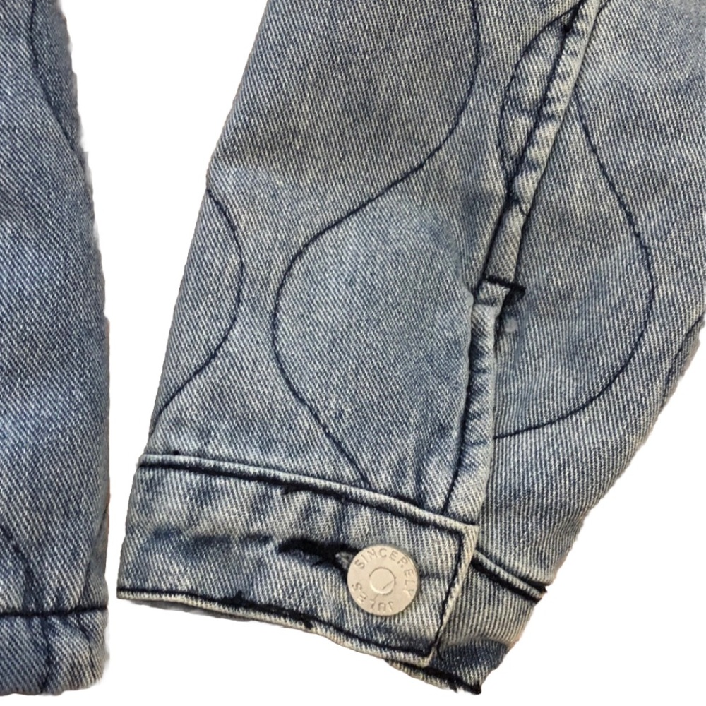 Sincerely Jules Quilted Denim Jacket Blue Small Button Front Shacket - Picture 5 of 9